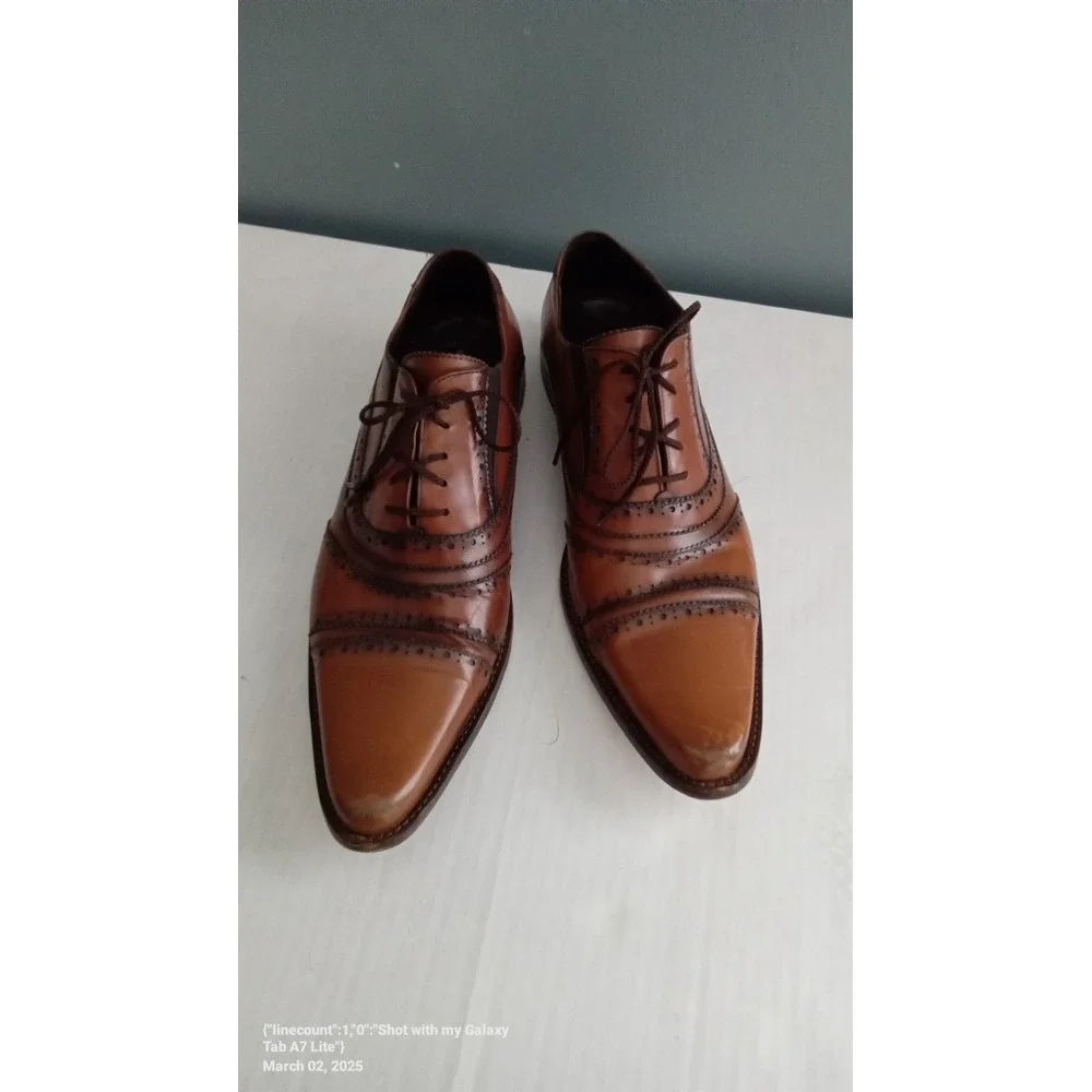 Leather Wingtip Oxford Dress Shoes Brown Lace‎ Up Formal Shoes